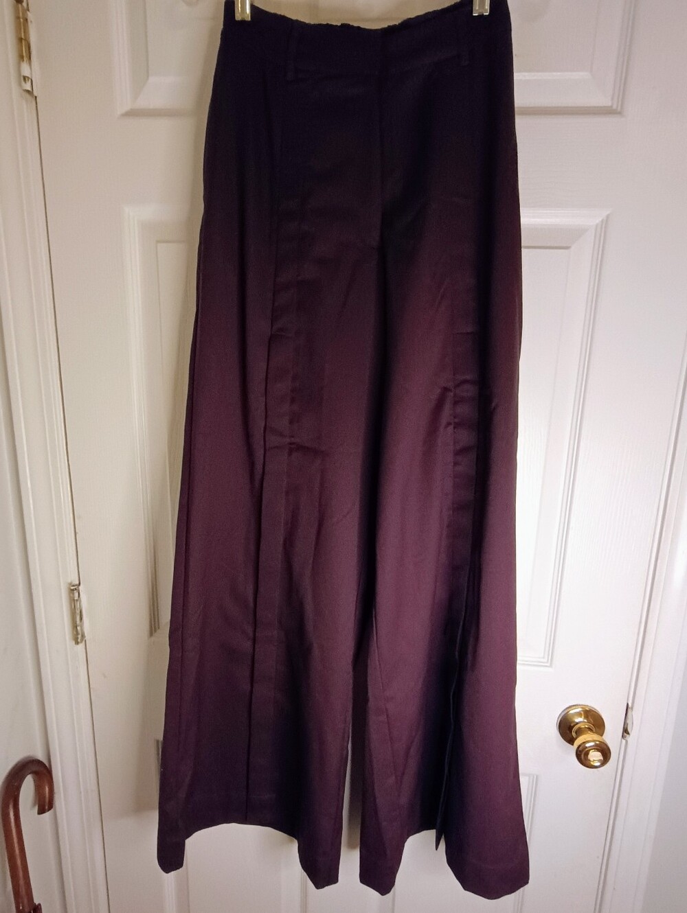 Very Wide Leg Trousers in Deep Plum XS Front Unbutton Unique!